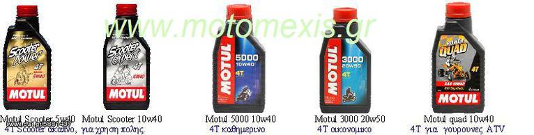 ΛΑΔΙΑ MOTUL 10W30, 10W40, 20W50 για DAELIM, BAOTIAN, HYOSUNG, MBK, GY6, Cheetah, Dayan τηλ 2310 522 224