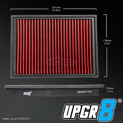 UPGR8 BMW 3 Series HD PRO OEM Replacement Drop-In Panel Dry Air Filter - Red