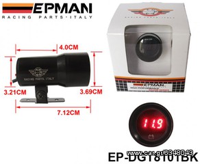 βολτομετρο EPMAN 37mm - Compact Micro Digital Smoked Lens Volt Battery Gauge Auto gauge Black eautoshop.gr