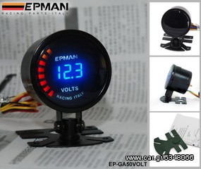 ΒΟΛΤΟΜΕΤΡΟ Epman Racing 2" 52mm Smoked Digital Color Analog Digital Voltage Volt Meter Gauge with bracket EAUTOSHOP.GR