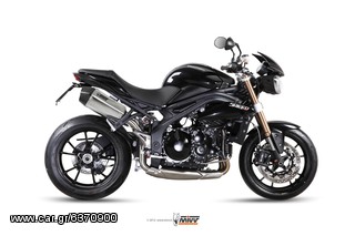 Εξατμίσεις Διπλά Τελικά Mivv Speed Edge S.Steel/Carbon End Triumph Speed Triple 1050 2011-2014 High Mount