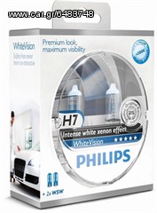 2X H7+2X W5W Philips White Vision +60% έως 4300K Παραδοση παντου με 4 ευρω