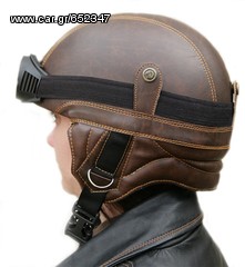 Κράνος ρετρό Club Retro Pilot Helmet 1932 Brown-thumb-2