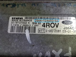 ΕΓΚΕΦΑΛΟΣ, FORD FIESTA, FUSION, MAZDA 2, 2S6A-12A650-SG, 2S6A12A650SG, S118107002K, S118107002 K, SIM22, 4ROV, ΜΟΝΑΔΑ ΕΛΕΓΧΟΥ ΚΙΝΗΤΗΡΑ