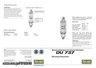 Ohlins Street Performance S46DR1 Mono Shock Absorber for Ducati Monster 1100 2008-2011