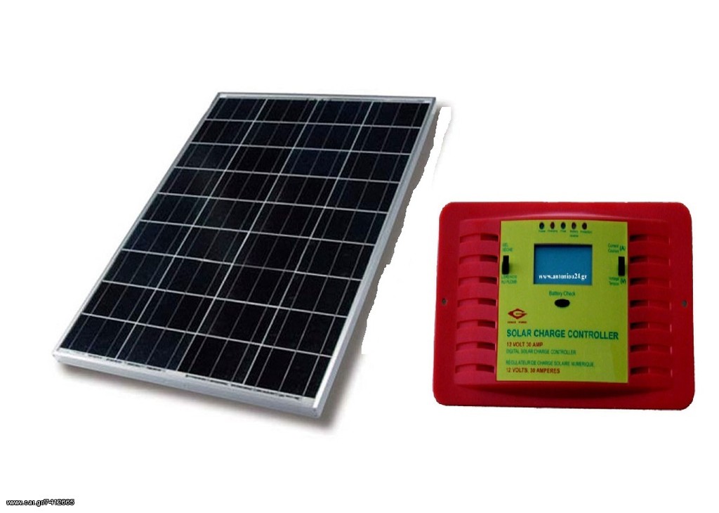 Πλήρες Σετ φωτοβολταικό πάνελ 60W & ρυθμιστής φόρτισης 30Α