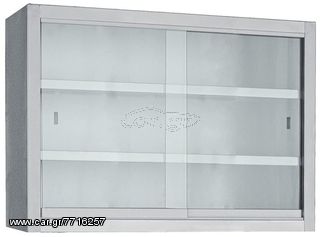 Ποτηριέρα με κρυστάλλινες πόρτες συρόμενες 140x30x70 cm