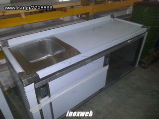 INOXWEB 2027-Επαγγελματική λάντζα ανοξείδωτη κλειστή 190χ70χ87 με 1 γούρνα δεξιά 50χ50χ30 εκ ID-LANK190.1