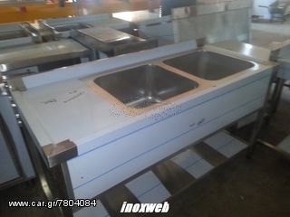 INOXWEB 2027-Επαγγελματική ανοξείδωτη λάντζα ανοιχτή 160χ70χ87 εκ με 1 γούρνα 50χ50χ30 ID-LANA160.1