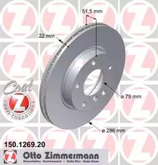 BMW E46/E36 ΕΜΠΡΟΣ ΔΙΣΚΟΠΛΑΚΕΣ ZIMMERMANN 286X22-thumb-1