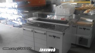 INOXWEB 2025-Ψυγειο βιτρινα 135χ70χ130 SALADETTE +CORIAN ΒΑΣΗ