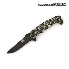 KNIFE SKULL & CLIP BLACK IVORY 22.5 cm