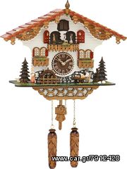 Ρολόι κούκος με χειροποίητη παράσταση αλπικού σπιτιού, με κινούμενα στοιχεία & μουσική. Κωδ: 497QΜT --- www. CuckooClock .gr ---