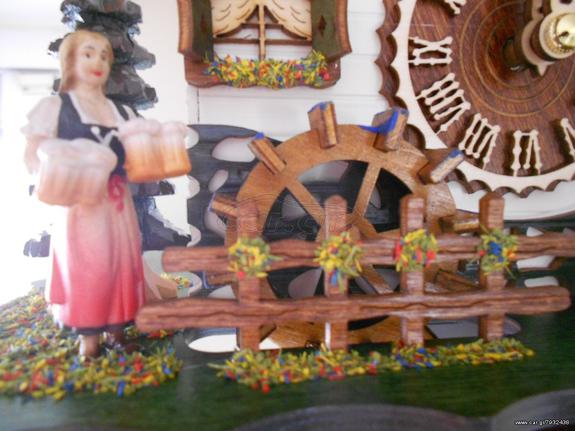 Ρολόι κούκος με κινούμενη παράσταση αλπίνου που πίνει μπύρα και νερόμυλο που γυρνάει #4214 QM 