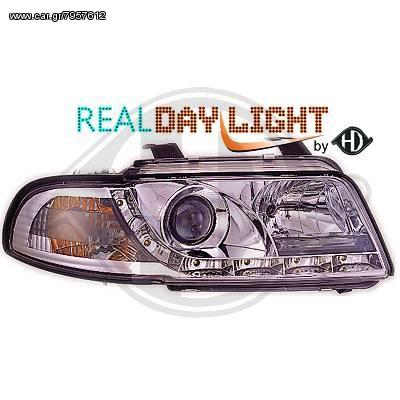 Audi A4-B5 ΦΑΝΑΡΙΑ ΜΠΡΟΣΤΑ DAYLIGHT LED CHROME(ΧΡΩΜΙΟ)