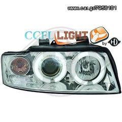 AUDI A4-B6  ΦΑΝΑΡΙΑ ΜΠΡΟΣΤΑ ANGEL EYES Chrome-ΧΡΩΜΙΟ