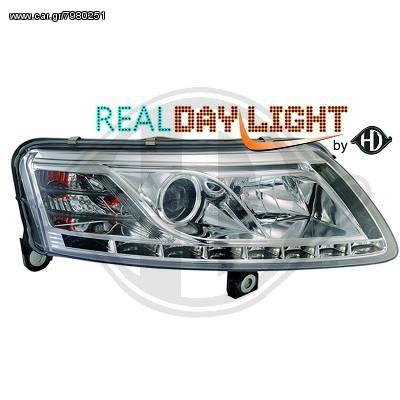 Audi A6 ΦΑΝΑΡΙΑ ΜΠΡΟΣΤΑ DAYLIGHT LED CHROME(ΧΡΩΜΙΟ)