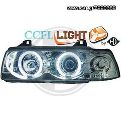 BMW SERIES 3 E36 ΦΑΝΑΡΙΑ ΕΜΠΡΟΣ ANGEL EYES CHROME-ΧΡΩΜΙΟ