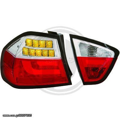BMW SERIES 3 E90/91 ΦΑΝΑΡΙΑ ΠΙΣΩ  LED RED-CHROME(ΚΟΚΚΙΝΑ-ΧΡΩΜΙΟ)