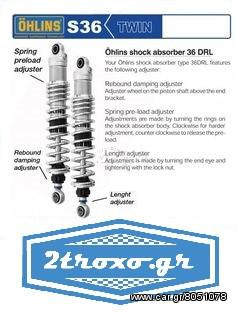 Ohlins S36E 305mm Length Chrome Shock Absorbers for Harley Davidson FXD Dyna Low Rider 1991>