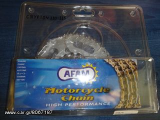 YAMAHA CRYPTON 110-115 Αλυσιδογραναζα Σετ AFAM Με Ενισχυμένη  Αλυσίδα 