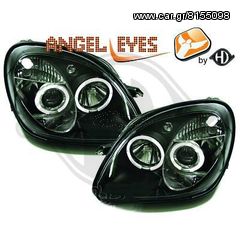 MERCEDES SLK R170 ANGEL EYES ΦΑΝΑΡIΑ ΕΜΠΡΟΣ  BLACK-ΜΑΥΡΑ