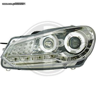 GOLF 6 VI ΦΑΝΑΡΙΑ ΕΜΠΡΟΣ DAYLIGHT CHROME-ΧΡΩΜΙΟ