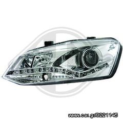 VW POLO 6R DAYLIGHT ΦΑΝΑΡΙΑ ΜΠΡΟΣΤΑ CHROME-ΧΡΩΜΙΟ