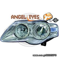 VW Passat  ΦΑΝΑΡΙΑ ΕΜΠΡΟΣ ANGEL EYES CHROME-ΧΡΩΜΙΟ