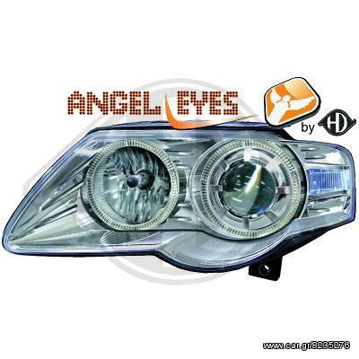 VW Passat  ΦΑΝΑΡΙΑ ΕΜΠΡΟΣ ANGEL EYES CHROME-ΧΡΩΜΙΟ