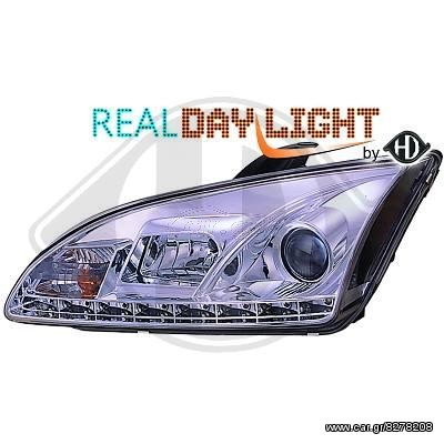 FORD FOCUS ΦΑΝΑΡΙΑ ΕΜΠΡΟΣ DAYLIGHT CHROME-ΧΡΩΜΙΟ