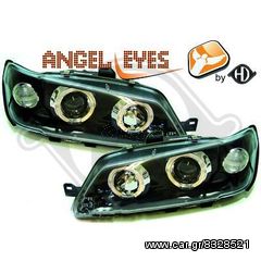 ΦΑΝΑΡΙΑ ΕΜΠΡΟΣ ΓΙΑ PEUGEOT 306 ΦΑΝΑΡΙΑ ΕΜΠΡΟΣ ANGEL EYES BLACK-ΜΑΥΡΑ- λευκα   eautoshop.gr δωρεαν παραδοση και με πιστωτικη
