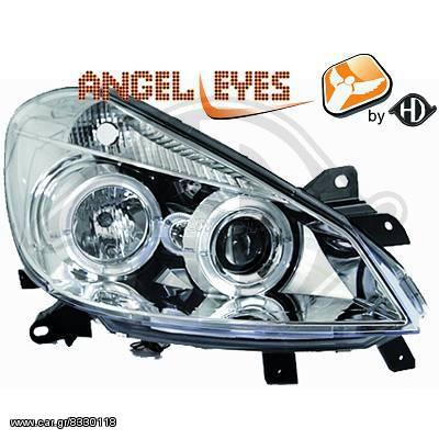 RENAULT CLIO ΦΑΝΑΡΙΑ ΕΜΠΡΟΣ ANGEL EYES CHROME-ΧΡΩΜΙΟ