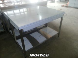 INOXWEB 2026-Επαγγελματικό ανοξείδωτο τραπέζι - πάγκος εργασίας 220χ60χ87 εκ ID-TR22060