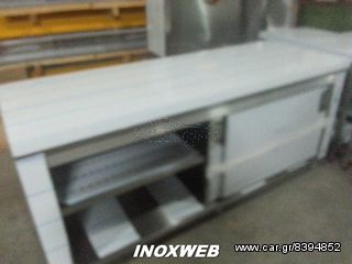 INOXWEB 2026-Επαγγελματικό ερμάριο ανοξείδωτο με 2 συρόμενες πόρτες και ράφι 210X70X87 εκ ID-ER22060