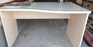 Γραφείο ξύλινο με τζάμι-thumb-1
