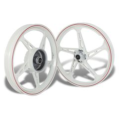 Ζάντες αλουμινίου 5-μπρατσες ζευγάρι Yamaha Crypton-X 135 λευκό-κόκκινο X1R