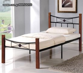 Κρεβάτι Μονό FLORA E8025 100x200cm Μεταλ.Μαύρο Ξύλο Καρυδί (ΕΩΣ 6 ΑΤΟΚΕΣ ή 60 ΔΟΣΕΙΣ)