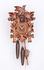ρολόι κούκος με σχέδια φύλλων, ξύλινο καντράν και ξύλινο εκκρεμές – 1100nu --- www. CuckooClock .gr ---
