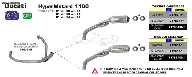 ΛΑΙΜΟΙ ΕΞΑΤΜΙΣΕΩΝ ARROW DUCATI HYPERMOTARD 1100