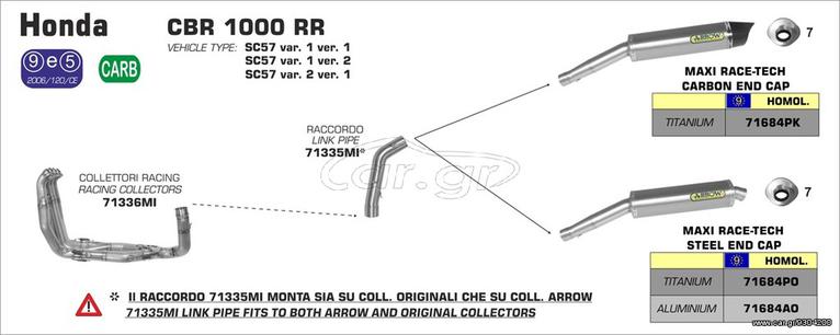 ΛΑΙΜΟΙ ΕΞΑΤΜΙΣΕΩΝ ARROW HONDA CBR1000RR 2004-2007