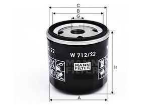 MANN W 712/22 OIL FILTER  OPEL/DAEWOO/CHEVROLET ΥΨΟΣ 79mm,ΕΞΩΤΕΡΙΚΗ ΔΙΑΜΕΤΡΟΣ 76mm,ΕΣΩΤΕΡΙΚΗ ΔΙΑΜΕΤΡΟΣ 62mm ΣΠΕΙΡΩΜΑ Μ18Χ1,5