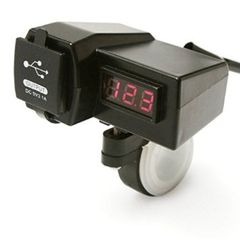 Βολτόμετρο μηχανής με αδιάβροχο φορτιστή USB (2 Θύρες)