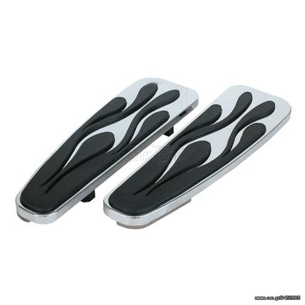 CHROME FLAME FLOORBOARDS ΠΑΝΤΟΦΛΕΣ ΟΔΗΓΟΥ ΓΙΑ SOFTAIL ΚΑΙ TOURING