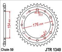 Γρανάζι πίσω JT JTR1340 44 Δόντια 18O1340.44