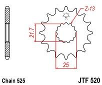 Γρανάζι JT Εμπρός JTF520 17 Δόντια (SUZUKI GSR-GSX-R 750-1000 DL1000 V-STROM) 18E520.17