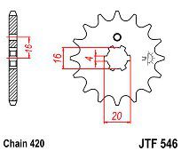 Γρανάζι JT Εμπρός JTF546 14-15 Δόντια KAWASAKI KX85 YAMAHA TT-R90 RT100 TT-R110 18E546.14