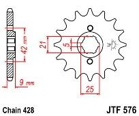 Γρανάζι JT Εμπρός JTF576 19 Δόντια Yamaha XT350 C N/S/T/U/W/A/B/D/E/F/G/H/J/K/L/M 18E576.19