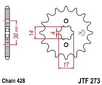 Γρανάζι εμπρόσθιο JT JTF273.14 δόντια SUZUKI FL125 Address HONDA Supra 18E273.14