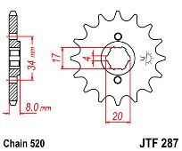 Γρανάζι εμπρόσθιο JT JTF287.13 δόντια HONDA CRF230 XR-XLR200 CB250  18E287.13